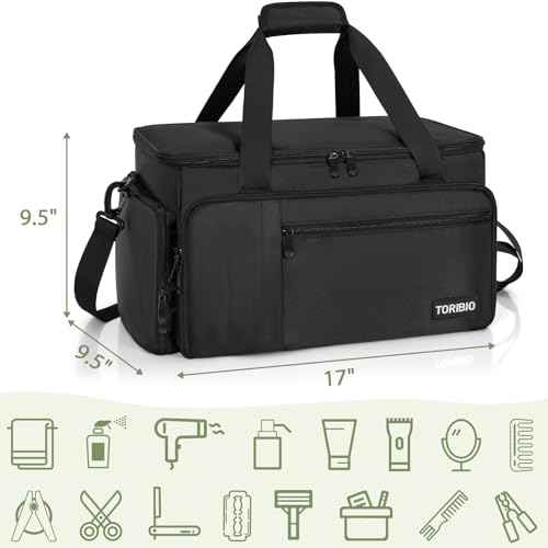TORIBIO Large Capacity Hairdresser Bag with Adjustable Dividers, Barber Carrying Bag Barber Travel Case Organizer for Clippers and Supplies, Holds Various Hair Cutting Tools