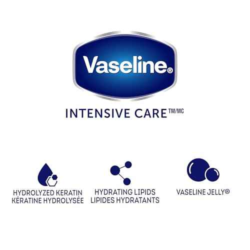 Vaseline Lotion, Healthy Hands Stronger Nails with Keratin 3-Pack ? Intensive Care Hand Lotion with Petroleum Jelly, 3.4 Oz Ea