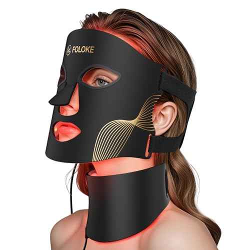 FOLOKE LED Light Therapy Mask Skin Care, 103 3-in-1 Fusion LED Beads, LEDs face mask & neck mask Infrared Red - Wavelength for Home Use, ? Advanced Skincare Made Easy(Licorice)