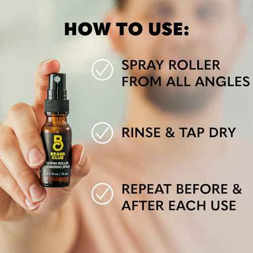The Beard Club Derma Roller Replacement Head & Cleansing Spray - 0.3mm Titanium Microneedles - Replace, Clean and Prolong Derma Roller Life