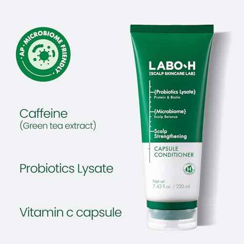 Scalp Strengthening Capsule Conditioner for Hair Growth & Anti-Loss | Vegan Treatment with Vitamin C, Biotin, Caffeine and Rosemary Oil, Instant Softening & Nourishing, Korean, 7.43 Fl. oz.