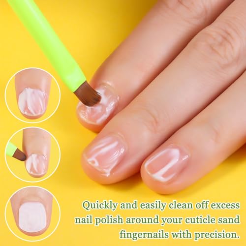 3PCS Nail Clean Up Brushes for OPI Nail Polish Remover, Brushes for Cleaning Polish Mistakes on the Cuticles, Acetone Resistant Nail Brush for Nail Art and Designs£¨Fluorescent Green £©