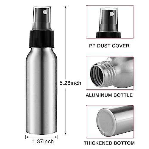 Tessco 2.7oz/ 80ml Aluminum Fine Mist Spray Bottles Reusable Metal Atomizer Bottles Fine Mist Sprayer Essential Oil Storage with Black Pump for Travel Cosmetic Perfume Toner Face Spray(50 Pcs)