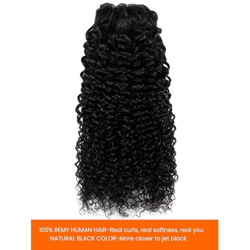 Curly Human Hair Clip in Extensions Brazilian Virgin For Women Soft Double Weft Natural Black Color 3B 3C Kinky Curly Clip Ins 8Pcs 4.23oz 16Inch