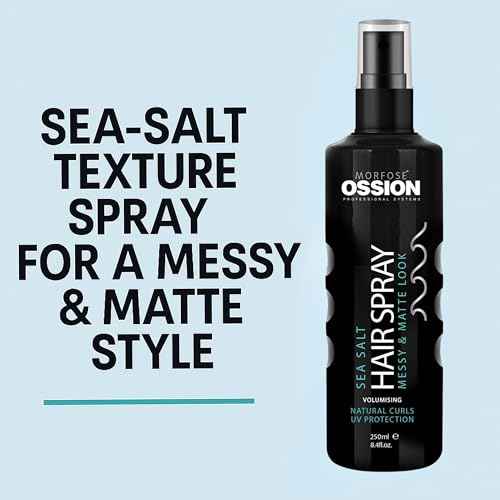 Morfose Ossion Premium Barber Line Sea Salt Spray, Texturizing Hair Spray for Men, Adds Volume, Matte Finish & Natural Hold ? Effortless Beach Hair Look, 8.45 Fl. Oz