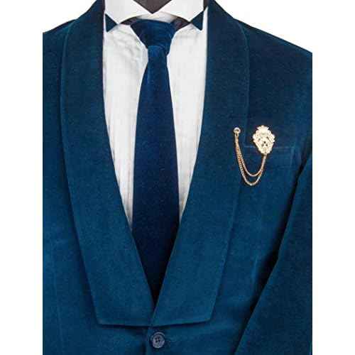 Knighthood Vintage Men Golden Crowned Lion King With Stone Hanging Chain Brooch Pins Lapel Pin, Suit Coat for Women Accessories