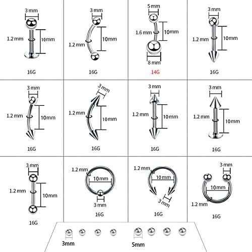 120PCS Body Piercing Kit Nose Stud Piercing Kits for All Body Piercings Stainless Steel Jewelry with 12G 14G 16G Piercing Needles for Ear Cartilage Tragus Nose Septum Lip Nipple Belly Button