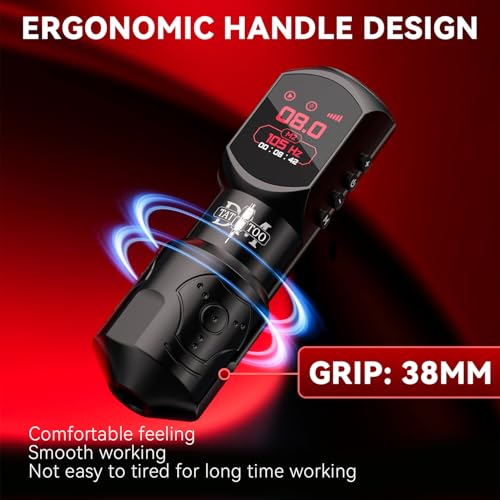 Tattoo Gun 4.0mm Stroke Length Wireless Tattoo Machine with Ultra OLED Display Screen Tattoo Pen with 1500mAh Battery Compact Lightweight Design for Tattoo Beginners and Artists