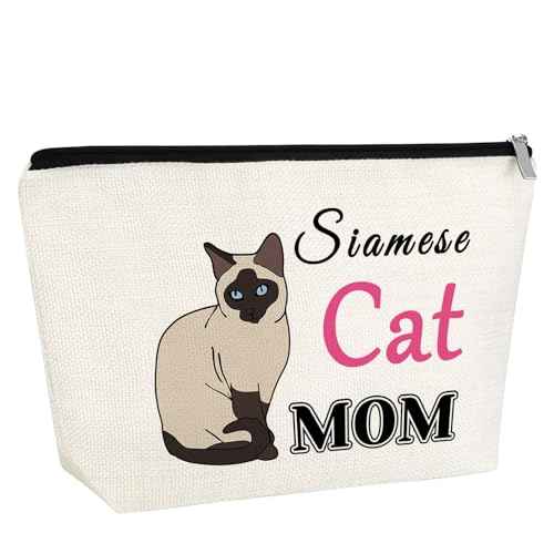 Cats Gift Cats Lover Gift for Women Girls Siamese Cat Makeup Bag Siamese Cat Mom Gift Birthday Christmas Gift for Cat Lover Cat Lady Gift Animal Lover Gift for Friends Sister Cosmetic Bag Travel Pouch
