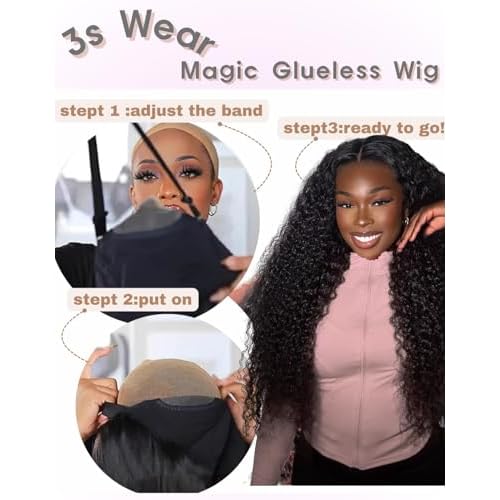 Glueless Wigs Human Hair Pre Plucked Pre Cut Deep Wave Lace Front Wigs Human Hair 5x5 HD Lace Closure Wig 180 Density Wear and Go Wig for Black Women Beginner Friendly 22 Inch