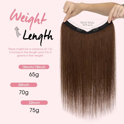 Halo Hair Extensions,Prokyvity Halo Hair Extensions Real Human Hair,Invisible Adjustable Wire Extensions for Seamless Blending 18 inch/65g Mid-Tone Brown