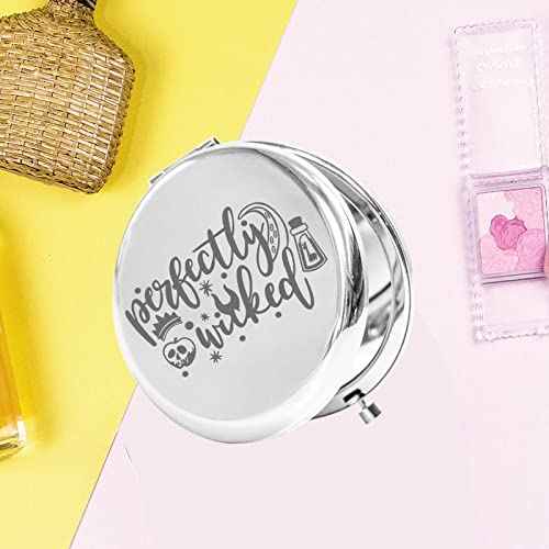 KEYCHIN Villains Movie Pocket Mirror Evil Queen Fans Gifts Perfectly Wicked Halloween Compact Mirror for Women Girl Teenagers (Perfectly Wicked Mirror-S)