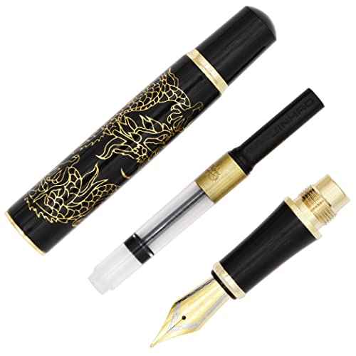 Gullor Fountain Pen Descendants of the Dragon/Loong Black with Golden Dragon pattern & Chinese Characters