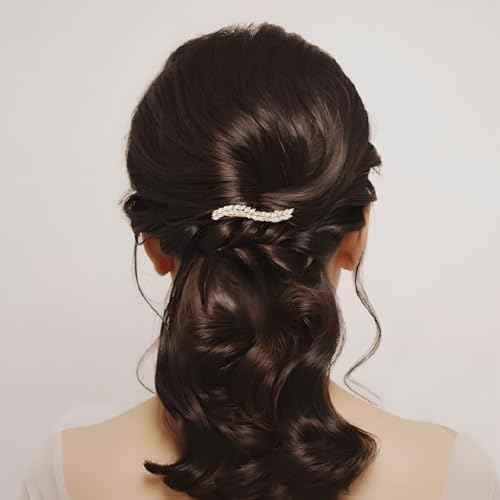 Gold Rhinestone Hair Clips Diamond Gold Clip Cute Small Hairclips Crystal Fringed Wheat Wedding Bridal Short Hair Barrettes Fashion Accessories for Women Girls Thin Thick Hair