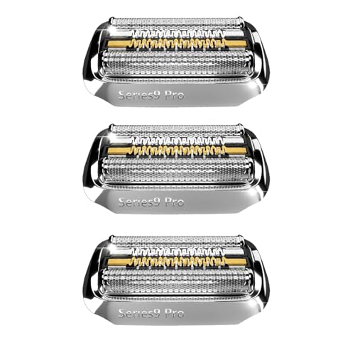 92s Series 9 Pro Electric Shaver Head Replacement Part Compatible with Braun Series 9 Pro and Series 9 Electric Razors 9290cc, 9291cc, 9370cc, 9376cc, 9293s, 9260s, 9295cc, 9385cc (Silver/3Pack)