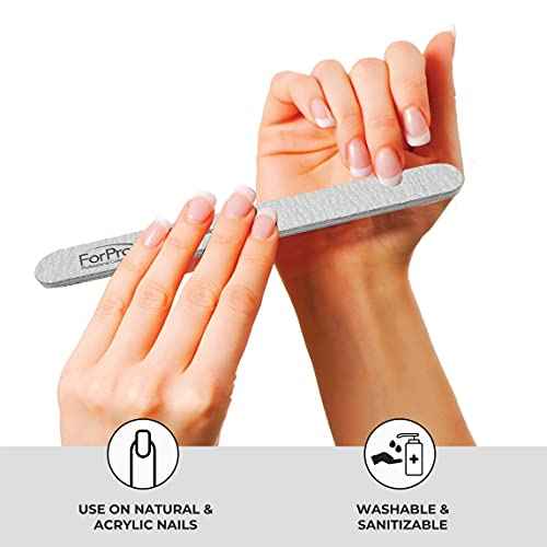 ForPro Professional Collection Zebra Foam Board, 100/180 Grit, Double-Sided Manicure Nail File, 7" L x .75" W 50-Count