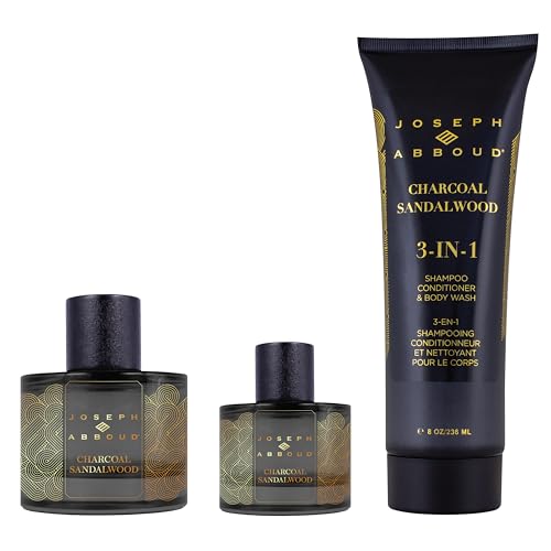 JOSEPH ABBOUD Charcoal Sandalwood Eau de Parfum Gift Set for Him, 3.4 fl. oz