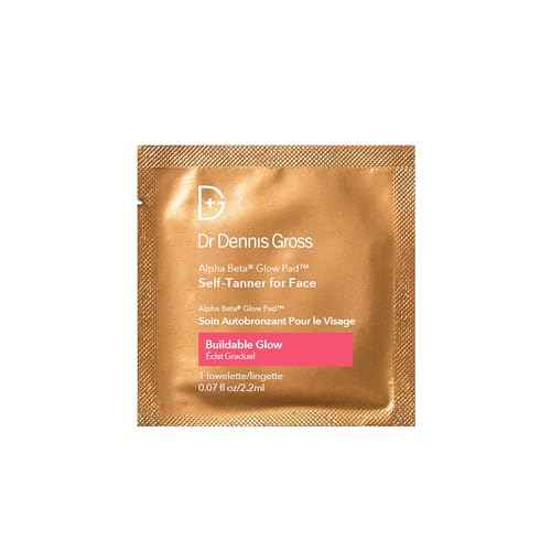 Dr. Dennis Gross Glow Pad Self-Tanner for Face ? Exfoliating & Anti-Aging Towelette with AHAs & BHAs, Buildable Natural Glow, Hydrating & Streak-Free Application, 20 Pack