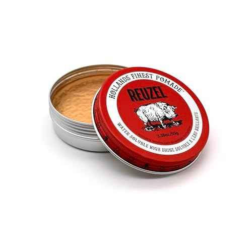 REUZEL Red Pomade, Medium All Day Hold, Water Soluble Styling, High Shine and Flake Free, Easy To Wash Out, For All Hair Types