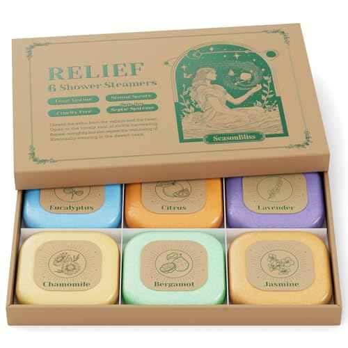 Shower Steamers, 6 Pack Set Shower Bombs Tablets in Presents Box for Women with 6 Fragrances with Shea Butter for Self-Care & Relaxation, Mother's Day, Christmas & Birthday Present