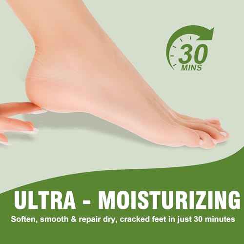 18 Pairs Moisturizing Foot Masks with Shea Butter, Jojoba Oil, Vitamin E & Urea, Intensely Hydrating Foot Mask For Dry Cracked Feet, Moisturizing Socks for Cracked Heel Treatment