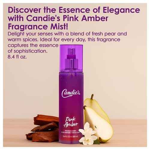 CANDIE'S Pink Amber Fragrance Mist - Sweet, Long-Lasting Perfume for Women, Luxurious All-Day Freshness, Ideal Body Cologne for Ladies, Feminine Scent, Lasts All Day, Must-Have Fragrance, 8.4 fl oz