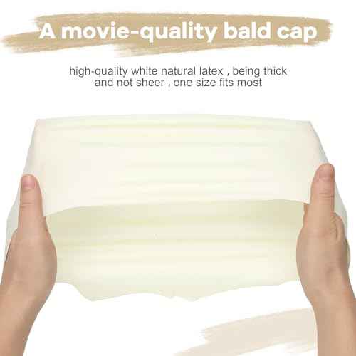 5PCS Professional Bald Cap Kit for Men Women Halloween Costume Makeup SFX Makeup Accessories with Prosthetic Adhesive Nude Wig Cap Safety Scissors Painting Brush Perfect for Cosplay Dress-Up & Theatre
