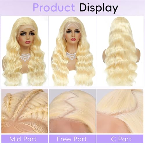 Blonde Wig Human Hair 613 13x6 Lace Front Wig Human Hair 200% Density Body Wave Blonde Lace Front Wigs Pre Plucked Glueless 613 HD Lace Frontal Wigs 22 Inch