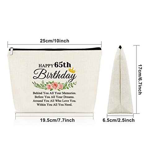 Sazuwu 65th Birthday Gifts for Women Makeup Bag 65 Years Old Birthday Gifts for Mom Aunt Grandma 1958 Birthday Gift Cosmetic Bag Turning 65 Gifts for Boss Coworkers Friend Cosmetic Travel Pouch