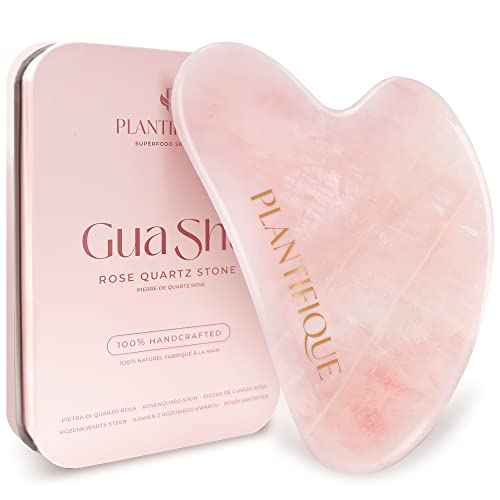 PLANTIFIQUE Rose Quartz Gua Sha Tool ? Anti-Aging Face Massager & Jawline Shaper for Skincare Routine ? Facial Massage & Skin Care Gift