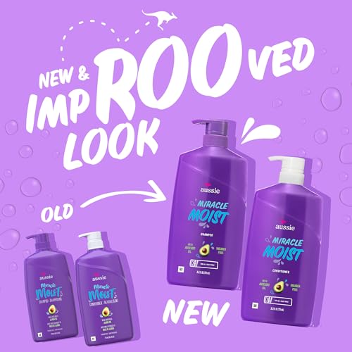 Aussie Miracle Moist Shampoo and Conditioner with 3 Minute Miracle Deep Conditioner, Avocado & Jojoba Oil, Paraben-Free, Moisturizes & Detangles, All Hair Types, Citrus Floral Scent, 3 Pack 68.4 Fl Oz