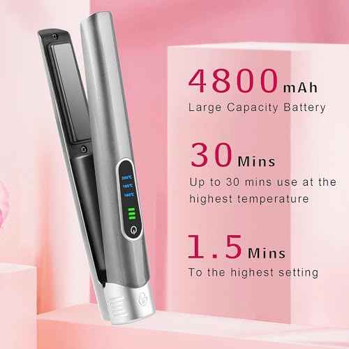 Cordless Hair Straightener and Curler, 2 in 1 Portable Mini Flat Iron & Curling, Fast Heating & Titanium Plate Straightener Curling Iron with 3 Adjustable Temp, LCD Temp Display