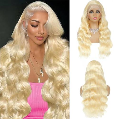 22 Inch Blonde Wig Human Hair Body Wave Lace Front Wigs Human Hair Pre Plucked 613 13x6 Lace Front Wig Human Hair 210 Density 613 HD Lace Frontal Wigs
