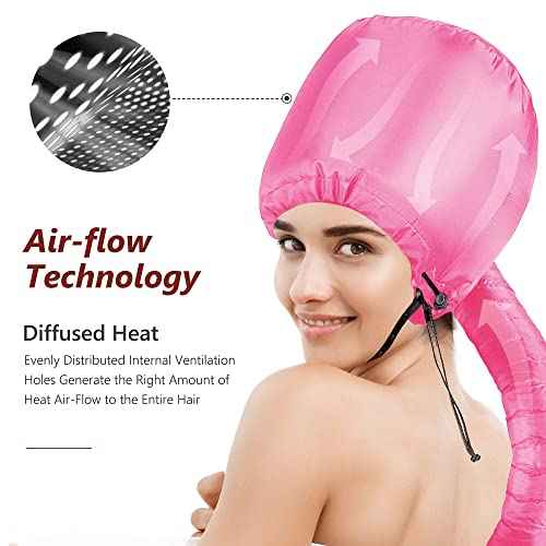 Safety Portable Hair Dryer Bonnet Attachment for Hair Styling - Deep Pink