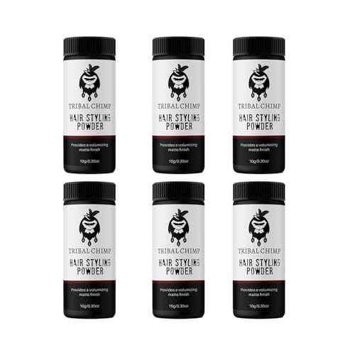 Tribal Chimp Hair Styling Powder, All-day Invisible Hold Hair Volumizer and Texture Powder for Men and Women, Styling Powder with Matte Finish - 6-Piece Set, 10g