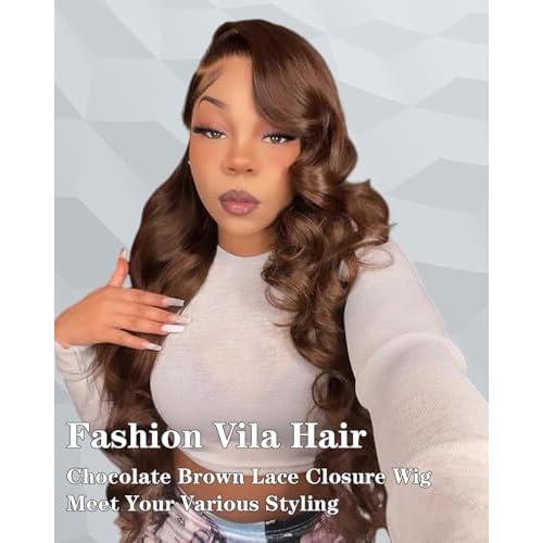 5X5 Wear and Go Glueless Wigs Human Hair Pre Plucked Pre Cut 4# Chocolate Brown Lace Front Wig Body Wave Reglular HD Lace Front Wigs 5x5 Lace Closure Wig Human Hair 180% Density (18 Inch)