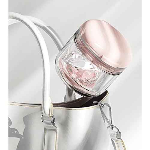 MURRI&MURRDI Retainer Mouth Guard Soak Container Box, Denture Bath Case with Strainer Basket, Braces Cleaner Cup Leak Proof, Travel Cleaning Storage Holder for Aligners Dental, Pink