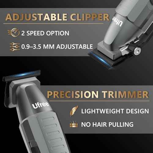 Ufree Hair Clippers for Men Professional, Beard Trimmer and Foil Shaver Electric Razor, Cordless Barber Clippers and Trimmers Set for Hair Cutting and Grooming, Gifts for Men