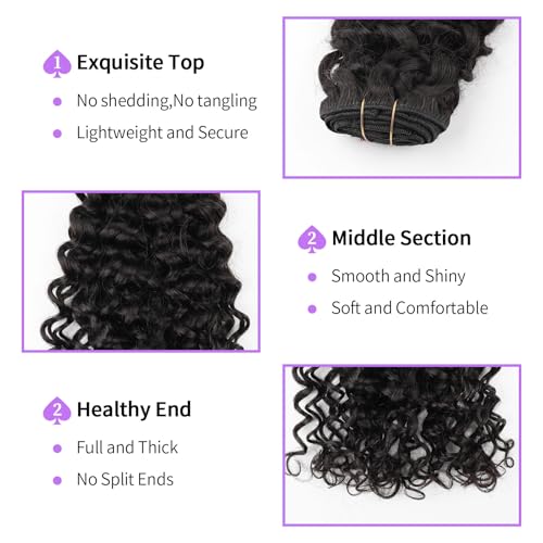 Sassina Natural Wave Clip in Remy Human Hair Extensions Double Weft Invisible Clip in Extensions Real Human Hair Natural Black Virgin Human Hair Extensions for Women 7Pcs 120G 18 Inch