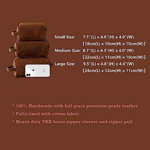 Travel Toiletry Bag for Men Leather Dopp Kit Bags Christmas Gift