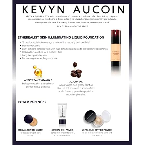 Kevyn Aucoin The Etherealist Skin Illuminating Foundation: Comfortable, shine-free, smooth, moisturize. Medium to full coverage. Makeup artist go to for an even bright natural look.