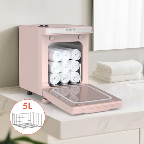 TASALON 5L Towel Warmer Hot Cabinet Box, Aluminum Inner Chamber, Removable Tray, Fast Heating for Beauty Spa Salon Massage - Pink