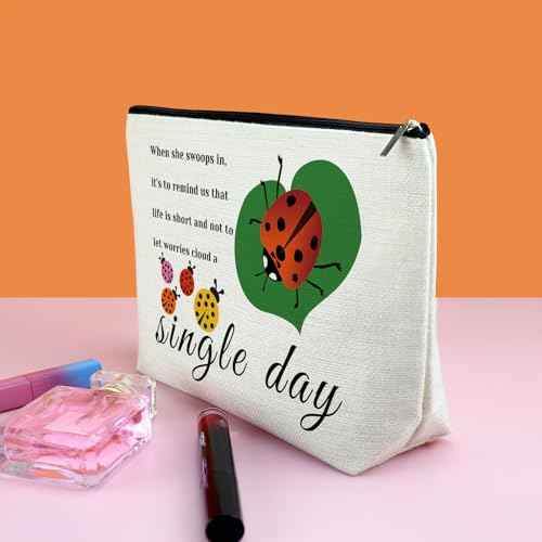 Ladybug Lover Gift Ladybug Makeup Bag Good Luck Ladybug Gift for Women Inspirational Friendship Gift for Friends Lady Bug Cosmetic Bag Birthday Christmas Gift for Girls Daughter Travel Toiletry Pouch