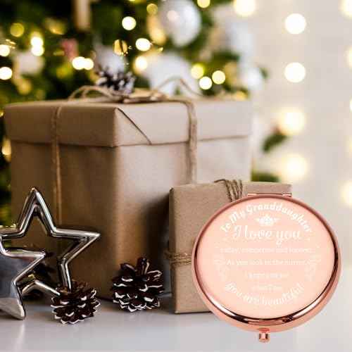 Stocking Stuffers for Teen Girls 16-18 Christmas Granddaughter Gift from Grandpa to Granddaughter Teen Girls Birthday Valentine's Day Graduation Gifts for Granddaughter Girls Rose Gold Compact Mirror