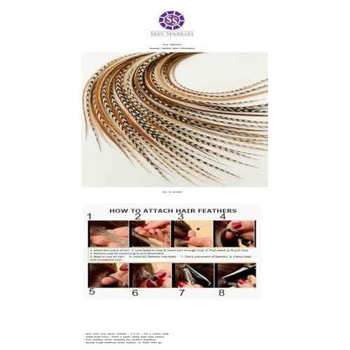 25 Feather Hair Extension Kit 7"-13" long ? 100% Real Rooster Feathers ? Long, Natural Strands by Sexy Sparkles (Natural)