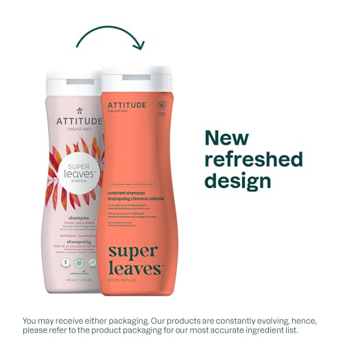 ATTITUDE Colorlast Hair Shampoo, EWG Verified, For Color Treated Hair, Protects Color, Naturally Derived Ingredients, Vegan and Plant Based, Avocado Oil and Pomegranate, 473 mL (Pack of 6)