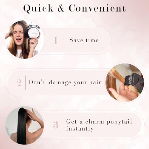 Ponytail Extensions Human Hair Long Straight Ponytail Hair Extensions with Magic Paste Wrap Around Clip in Ponytail Extensions Real Human Hair,16inch #60 Platinum Blonde,80g