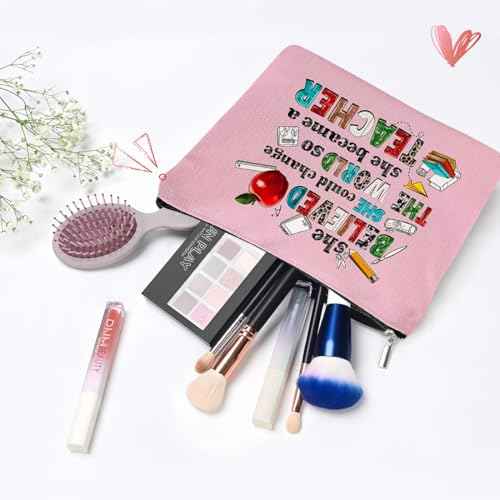 Yonto Teacher Appreciation Gifts Cosmetic Bag: Perfect Makeup Bags For Women & Girls Teachers - Ideal Gift for Travel, Birthdays, Christmas, Teacher's Day, Thanksgiving Day, Teacher Must Have, Stye 1