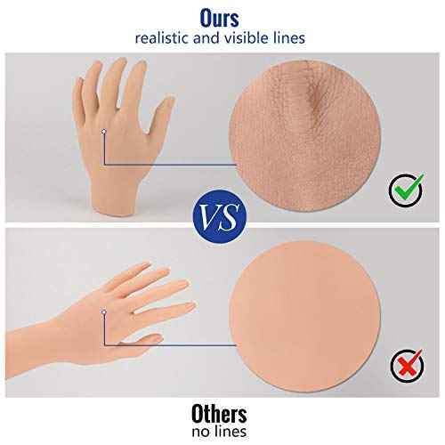 Medarchitect Silicone Henna Tattoo Practice Hand Life Sized Fake Skin Hand Model to Tattoo Training Education for Experienced Tattoo Artists and Beginners (Left Hand)