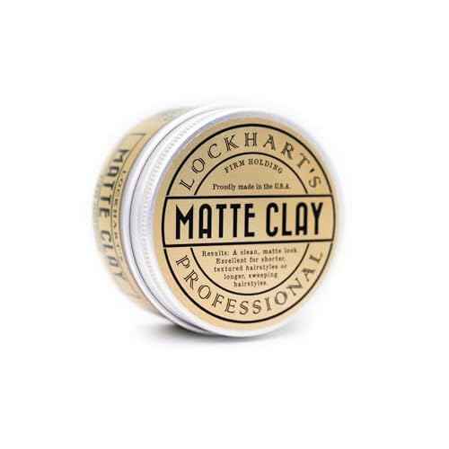 Lockhart¡¯s Professional Matte Clay - Handcrafted Pomades For Men - Made With Kaolin & Beeswax - Medium/Firm Hold, Natural Matte Finish - Handcrafted Styling Clay for Textured Looks (3.4oz)